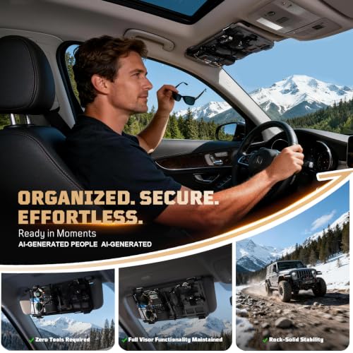 OneTigris Molle Visor Organizer, Fiberglass Rigid MOLLE Panel, Tactical Versatile Car Sun Visor Organizer Interior Accessories Holder for Vehicle, SUV, Trucks