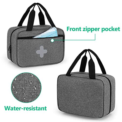 CURMIO Small First Aid Bag, Empty Emergency Trauma Kit Organizer Bag for Hiking, Camping, Car, Travel, Home and Outdoor, Gray, BAG ONLY, Patent Pending - color: Gray