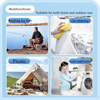 PicnicPro 2-in-1 Foldable Basket & Table Lightweight Collapsible Storage Organizer with Carrying Handle, Portable Picnic Basket with Tabletop, Space-Saving for Beach Camping Car Boot & Home