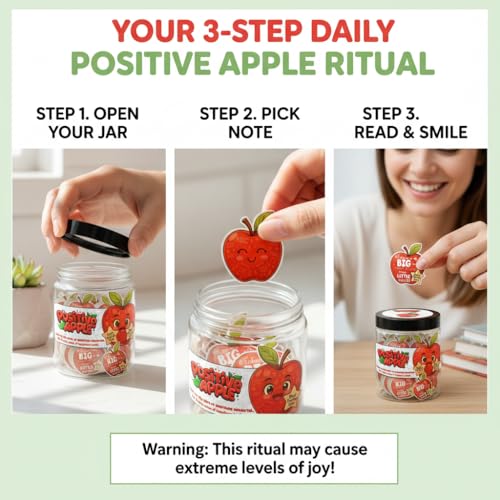 Positive Apple Jar with 60 Daily Affirmation Cards, Emotional Support Apple Gift, Apple Cards, Funny Gifts - color: Positive Apple