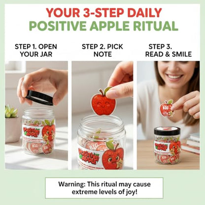 Positive Apple Jar with 60 Daily Affirmation Cards, Emotional Support Apple Gift, Apple Cards, Funny Gifts - color: Positive Apple