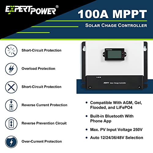 ExpertPower 1000W 12V Solar Panel Kit | 1000W Mono Rigid Solar Panels, 100A MPPT Solar Charge Controller | RV, Trailer, Camper, Marine, Off Grid, Solar Projects - size: 1000W + 100A MPPT