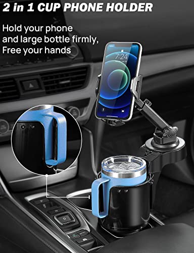 JOYTUTUS Cup Holder Phone Mount for Car, Car Cellphone Large Adapter Long Arm with 360 Degree Rotation, Compatible iPhone, Samsung & All Smartphones,Black,1 Pack - color: Black