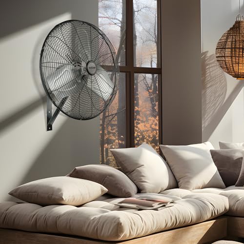 Hurricane 30" Pro Commercial Grade Oscillating Wall Mount Fan, Black - Heavy-Duty All-Metal Corded Electric Air Cooling Unit for Home, Garage, Greenhouse, or Workshop - style: 30" Pro Commercial Grade