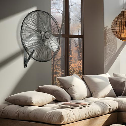 Hurricane 30" Pro Commercial Grade Oscillating Wall Mount Fan, Black - Heavy-Duty All-Metal Corded Electric Air Cooling Unit for Home, Garage, Greenhouse, or Workshop - style: 30" Pro Commercial Grade