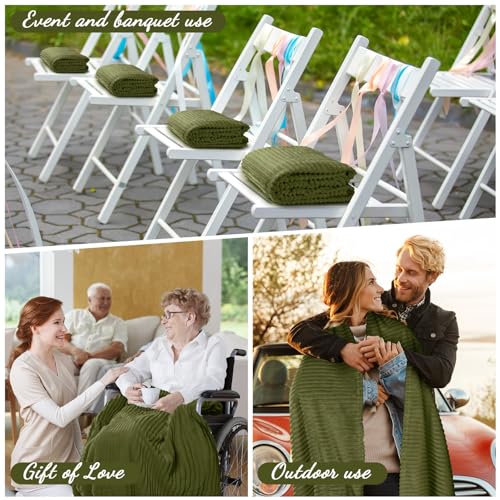 Buryeah 6 Pcs Flannel Throw Blanket Bulk 50 x 60 in Sleepover Blanket Outdoor Wedding Throw Lightweight, Oeko-tex Standard 100 Certified for Sofa Homeless Gifts (Army Green) - color: Army Green
