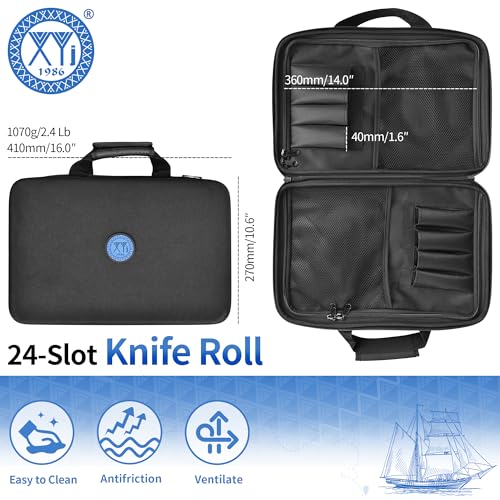 XYJ 26 Slots Knife Bag, Oxford Cloth Carrying Case, Professional Chef Knife Storage Case, Knife Carrier Travel Knives Roll Bag for Kitchen Knives Accessories Utensil