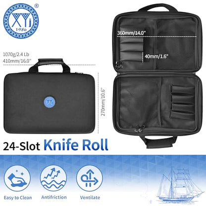 XYJ 26 Slots Knife Bag, Oxford Cloth Carrying Case, Professional Chef Knife Storage Case, Knife Carrier Travel Knives Roll Bag for Kitchen Knives Accessories Utensil