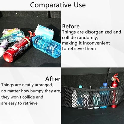 2PCS Car Cargo Net with Adhesive Tape,Storage Mesh Pocket(9.8×31.4in) - size: 9.8×31.4in