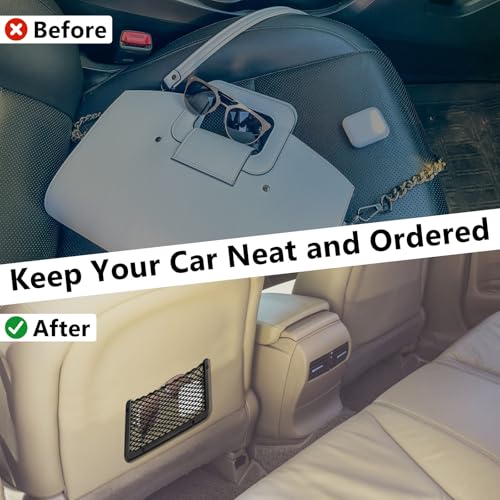 2 PCS Car Net Pocket, ABS Plastic Frame Cargo Net Storage Pockets Phone Nets, Car Mesh Net Pockets with Screws for Auto, RV, Boat, and Camper Storage Nets (9 x 4.3 Inch) - size: 9 x 4.3 Inch