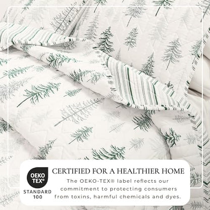 Great Bay Home Lodge Quilt Set - 3-Piece Full/Queen Size Rustic Bedding Set - Lightweight, All-Season, Reversible Bedspread (Grey/Green) - color: Grey / Green, size: Full / Queen