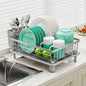 GAOKASE Dish Drying Rack, Stainless Steel-Dish Rack, Dish Racks for Kitchen Counter, Kitchen Dish Drainers with Removable Utensil Holder,New Drain Outlet,Plate Rack and Drainboard,(gray-11 W x 15" L) - color: Gray