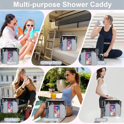 BAIMAY Dorm Room Essentials for Guys, Quick Dry Mesh Shower Caddy, Travel Toiletry Bag for Men and Women-Grey - color: Grey