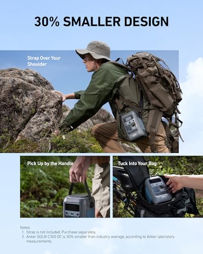 Anker SOLIX C300 DC Power Bank Station, Outdoor 288Wh Portable Power Station, LiFePO4 Battery, 300W Solar Generator, for Camping, Traveling, and Emergencies (No Wall Charger Included) - style: C300 DC