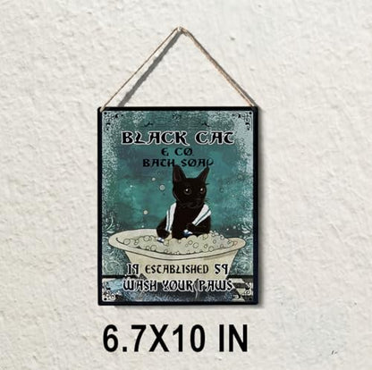 wall-pediments MP 468 Black Cat & Co. Bath Soap 1959 Striped Cat Plaque, 6.7 x 10 Inches Funny Cat Bathroom Decor - color: Generic 9953