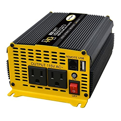 Go Power! 80175 GP-800HD 800 Watt/Heavy-Duty Modified Sine Wave Power Inverter 12V to 110V AC, Compact Solution for Home & Outdoor Use, Black - size: 800 Watt