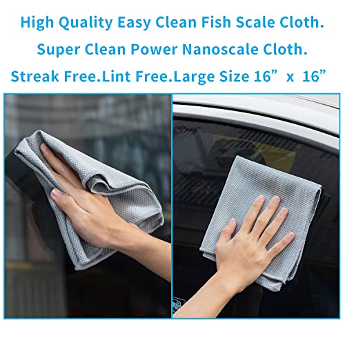 Fish Scale Streak Free Magic Glass Window Car Mirror Microfiber Cleaning Cloth Cleaner Cloths,Lint Free Stainless Steel Windshield Shower Cleaning Cloth,Miracle Polishing Towels Shiny Wipes,Pack 6,Mix - color: Mix