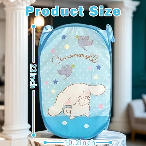 Cute Cartoon themed Laundry Basket, Mesh Pop Up Hamper with Carry Handles, Large Capacity Collapsible Storage for Room, Dorm | Travel & Camping (Cinnamll) - color: Cinnamll