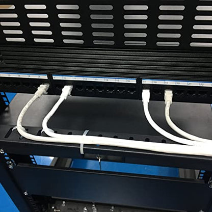 1U Horizontal 19-Inch Rack Mount Cable Management Bar, Depth Adjustable Horizontal Cable Lacing Cross Bar Black (1U1PC) (Pack of 2) - size: 1U1PC (Pack of 2)