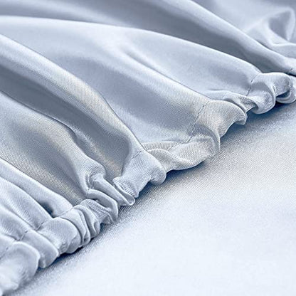 Homiest 3pcs Satin Sheets Set Luxury Silky Satin Bedding Set with Deep Pocket, 1 Fitted Sheet + 1 Flat Sheet + 1 Pillowcase (Twin XL Size, Baby Blue) - color: Baby Blue, size: Deep pocket - Twin XL size