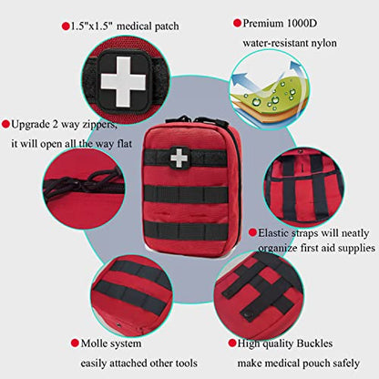 Carlebben EMT Pouch MOLLE Ifak Pouch Tactical MOLLE Medical First Aid Kit Utility Pouch - color: Red