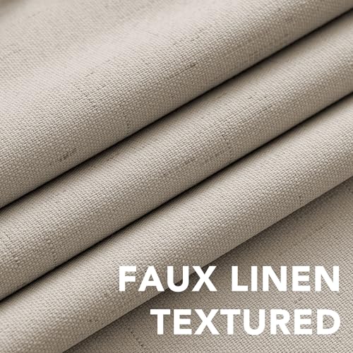 H.VERSAILTEX Linen Look 100% Blackout Curtains for Bedroom Full Light Blocking Rod Pocket Linen Textured Thick Window Curtain Drapes with White Backing 2 Panels, 42" W x 45" L, Cobblestone - color: Cobblestone, size: 42"W x 45"L (Pack of 2)