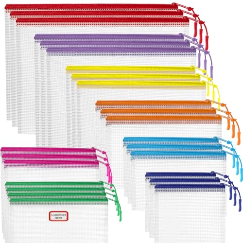 YOPCDJ 25pcs Mesh Zipper Pouch Bags for Organization,Toy Storage Bags,Clear Zipper Pouch Suitable for Travel,Classroom and Home - size: Assorted, style: 25