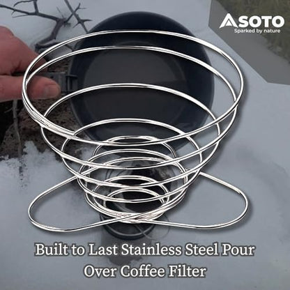 SOTO Compact Helix Coffee Maker - Portable Stainless Steel Pour Over Coffee Dripper for Travel, Camping, Bikepacking, and Home - Lightweight, Foldable, and Eco-Friendly Design