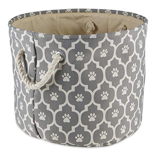Bone Dry Pet Storage Collection Lattice Paw Print, Gray, Small Round - color: Gray, size: Small Round