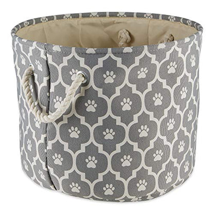 Bone Dry Pet Storage Collection Lattice Paw Print, Gray, Small Round - color: Gray, size: Small Round