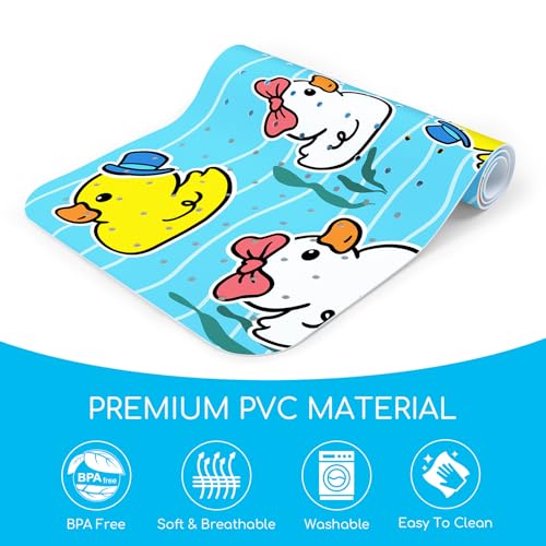 Baby Bath Mat for Tub, Non Slip Kids Bath Shower Mat, 40 X 16 Inch Large Bathtub Mat with Drain Holes and Suction Cups for Toddlers, Machine Washable and Waterproof (Duck) - color: Duck