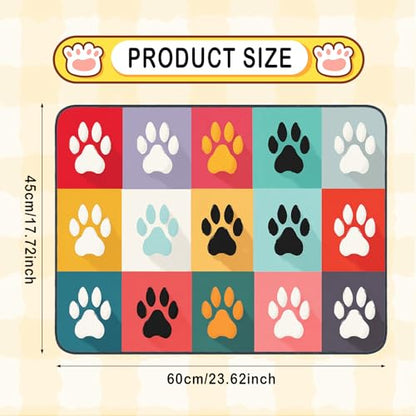 Nuxovilar Pet Dog Supplies Food Mat Colorful Paw-Printed Polyester (23.62×17.71 inches) Bowl Water Spill Pad Feeding Gear for Kitchen, Dining Spot, Pet Nook - color: LU13721