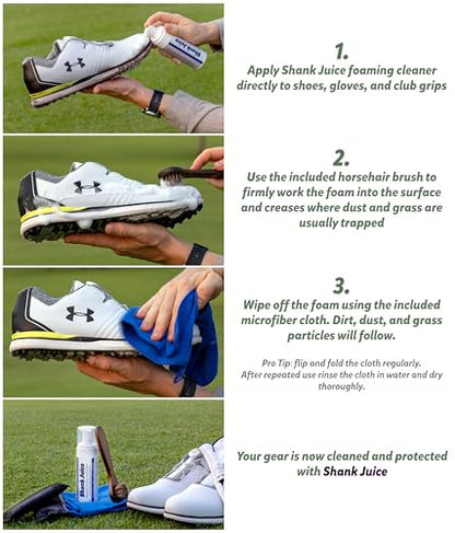 Clean Kit for Golf Shoes and Accessories - 6-item Kit: No Rinse Foaming Cleaner, Brush, Cloth, Cedar Inserts - color: Augusta Blossom