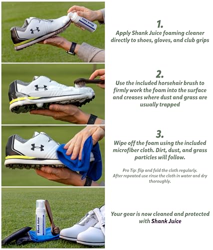 Clean Kit for Golf Shoes and Accessories - 6-item Kit: No Rinse Foaming Cleaner, Brush, Cloth, Cedar Inserts - color: Pebble Beach Dusk