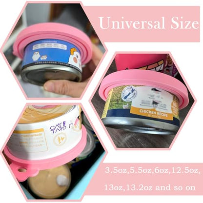 Original Canned Dog Food Storage Container | Wet Food Can Opener Spoon | Silicone Pet Can Lid | BPA Free, Airtight, Dishwasher & Freezer Safe(Pink) - color: Pink