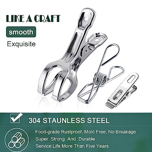 (40 PCS) Stainless Steel Clothes Pins Heavy Duty Outdoor, Mini Laundry Clothespins, Small Metal Bag Chip Clips, Food Packages, Clothesline Sock Snack Clips, PHYDELU - size: 40pcs small size Clothes Pins