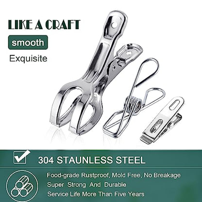 (40 PCS) Stainless Steel Clothes Pins Heavy Duty Outdoor, Mini Laundry Clothespins, Small Metal Bag Chip Clips, Food Packages, Clothesline Sock Snack Clips, PHYDELU - size: 40pcs small size Clothes Pins