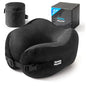 Neck Pillow Travel Pillow - 100% Pure Memory Foam Airplane Pillow with Adjustable Clasp & Removable Cover, Portable Travel Essentials for Long Flights, Car & Office (Black) - color: Black