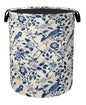 Navy Blue Beige Birds Laundry Basket - Heavy Duty 60L Dirty Clothes Organizer, Water Resistant Foldable Hamper for Men Women - color: Navy Blue Beige Birds