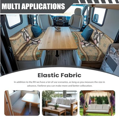 Boston Terrier Flower Print RV Dinette Cushion Covers Replacement Camper Cushion Slipcover Scratch-Resistant RV Couch Covers, 1 Backrest Cover 1 Bench Cover and 1 Pillowcase - color: Boston Terrier Flower