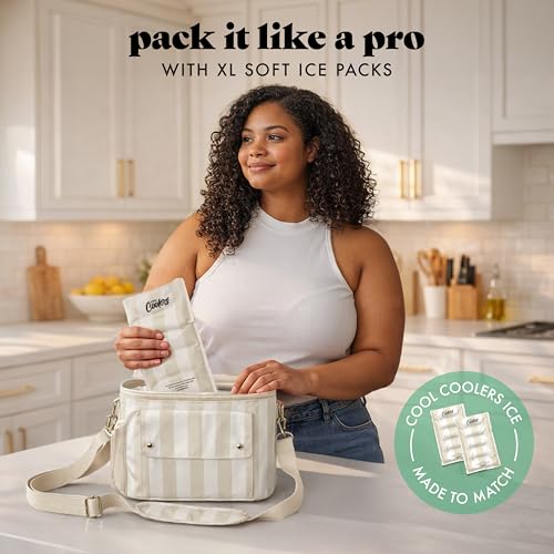 Fit & Fresh Sidekick Insulated Cooler Bag – Dual Compartment Leakproof Soft Sided Lunch Cooler, Small Cooler Bag with Crossbody Strap, 15 Can Capacity for Work, Beach & Travel, Pina Colada Cabana - color: Pina Colada Cabana