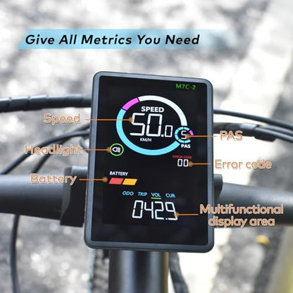 Ebike Display, UART No. 2 Protocol, 24V-60V ABS Colorful Cycling Computer with Charging Port for Mobile Devices, Vertical Ebike LCD Display to Enrich Cycling Journey