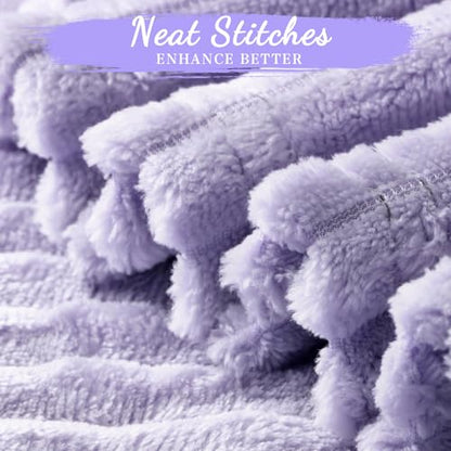 Buryeah 6 Pcs Flannel Throw Blanket Bulk 50 x 60 in Sleepover Blanket Outdoor Wedding Throw Lightweight, Oeko-tex Standard 100 Certified for Sofa Homeless Gifts (Light Purple) - color: Light Purple