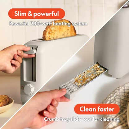 bella 2 Slice Slim Toaster, Fits-anywhere™ Kitchenware, 6 Setting Shade Control with Reheat & Cancel Buttons, Fits sourdough, 10” Long Slot, Anti Jam & Auto Shutoff, 900 Watt, Oatmilk - color: Oatmilk, size: 2 Slice