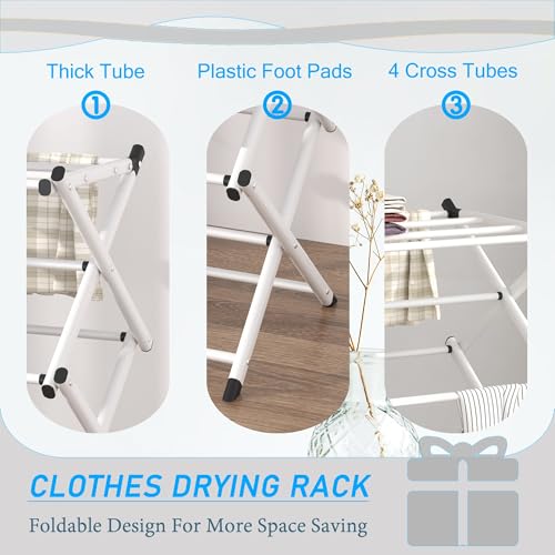 Household Indoor Folding Clothes Drying Rack, Dry Laundry and Hang Clothes,Towel Rack for Storage (White) - color: White