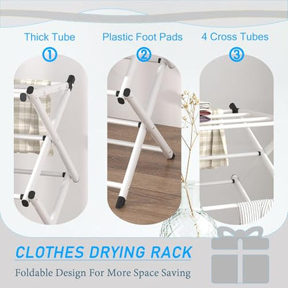 Household Indoor Folding Clothes Drying Rack, Dry Laundry and Hang Clothes,Towel Rack for Storage (White) - color: White