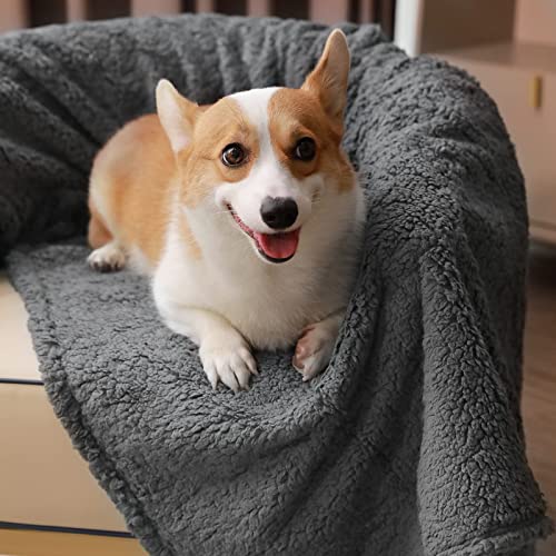 1 Pack 3 Calming Blankets Fluffy Premium Fleece Pet Blanket Soft Sherpa Throw for Dog Puppy Cat Grey Medium (30“x20'') - color: Grey, size: Medium (Pack of 3)