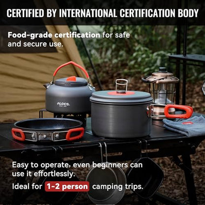 Alocs Camping Cookware Set - Lightweight Camping Cookware Mess Kit - Camping Pots and Pans Set - Camping Cooking Gear with Portable Carry Bag for Outdoor Backpacking Hiking and Picnic