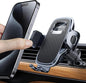 MRGLAS Phone Holders for Your Car Vent with Double Metal Hook Clip, 【One-Hand Operation】 Air Vent Cell Phone Car Mount, Universal Automobile Cradle Fit for iPhone 17 Android and All Smartphones - color: Dark Black