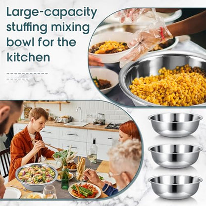 Nuogo 4 Pcs Stainless Steel Mixing Bowls Metal Mixing Bowls Extra Large Basin Salad Basin Deeper Edge Dishwasher Safe Mirror Finish for Home and Commercial, Silver (24 Inch 30 Qt) - size: 24 Inch (30 Qt)